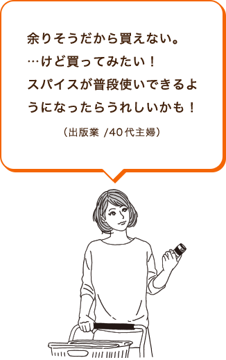余りそうだから買えない。…けど買ってみたい!スパイスが普段使いできるようになったらうれしいかも!